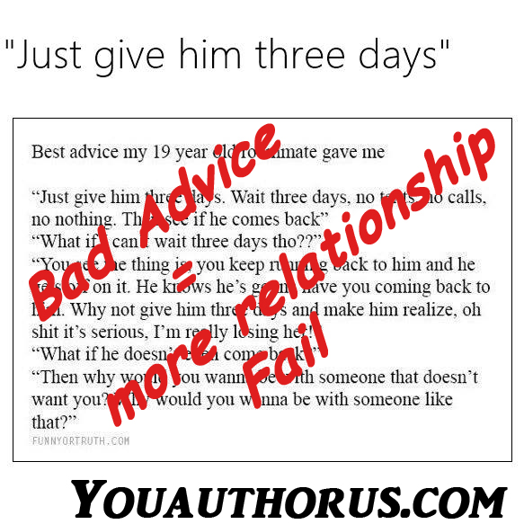 bad advice--Just give him 3 days copy